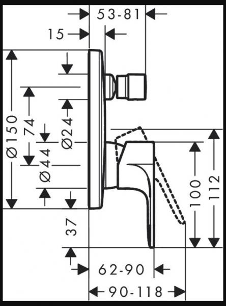 hansgrohe Rebris komplet brusesystem til indbygning - Mat sort hansgrohe Rebris komplet brusesystem til indbygning - Mat sort