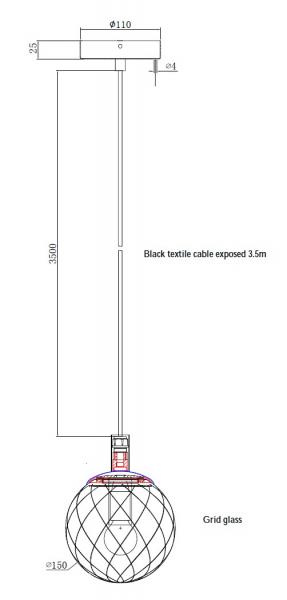 Cassøe Luna pendel m/mørktonet glas - Mat sort Cassøe Luna pendel m/mørktonet glas - Mat sort
