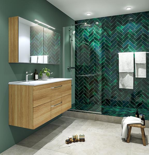 Dansani Mido+ 120 møbelsæt m/Amber dobbelt håndvask - Varm eg Dansani Mido+ 120 møbelsæt m/Amber dobbelt håndvask - Varm eg