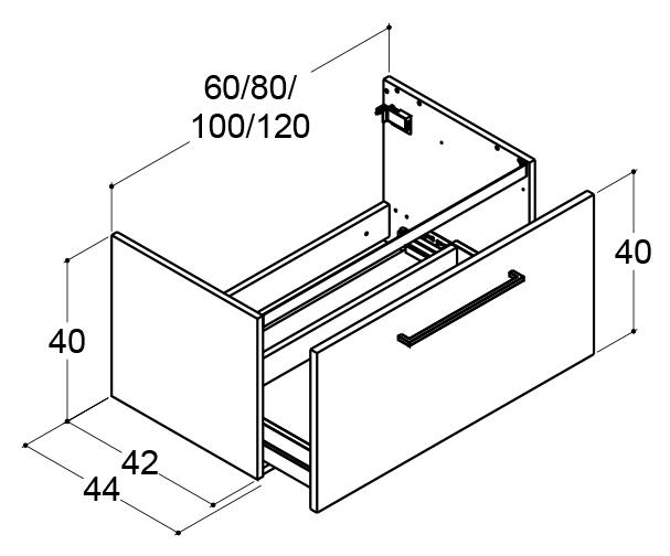 Dansani Mido+ 120 vaskeskab m/1 skuffe - Hvid mat Dansani Mido+ 120 vaskeskab m/1 skuffe - Hvid mat