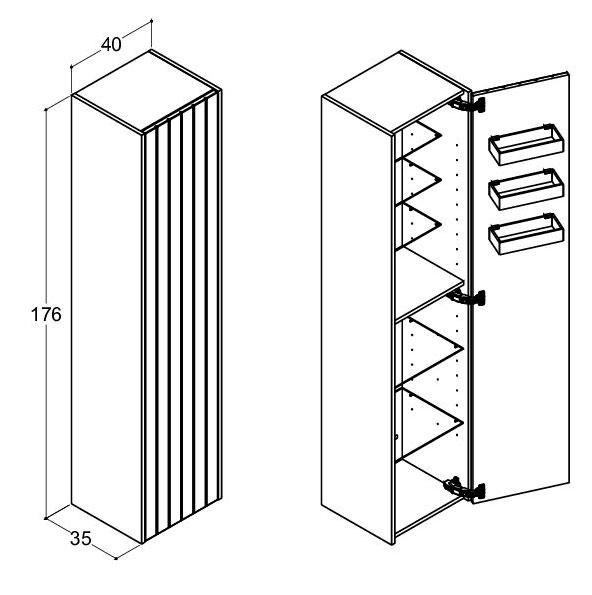 Dansani Luna Vintage 40 højskab B m/låge - Højrehængslet - Hvid mat Dansani Luna Vintage 40 højskab B m/låge - Højrehængslet - Hvid mat