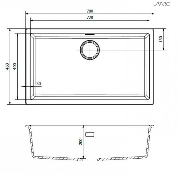 Lavabo Amsterdam 72 kompositk&oslash;kkenvask - Antracit/kobber