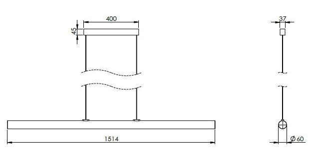 Cass&oslash;e Rigatto langbordspendel 151 cm m/riflet glas