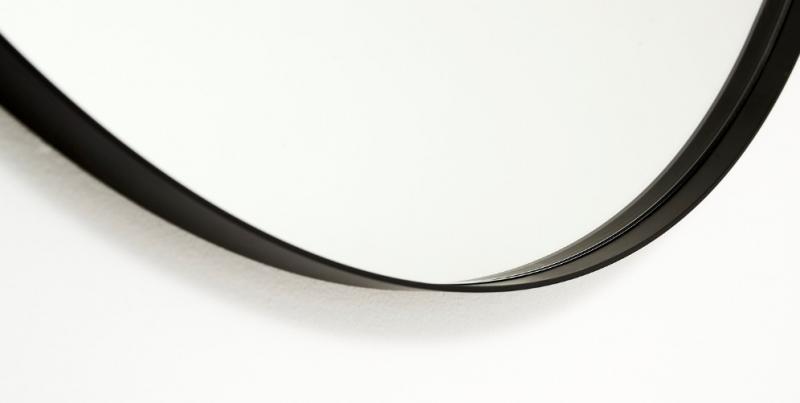 Cass&oslash;e rundt spejl m/sort ramme - &Oslash;90 cm