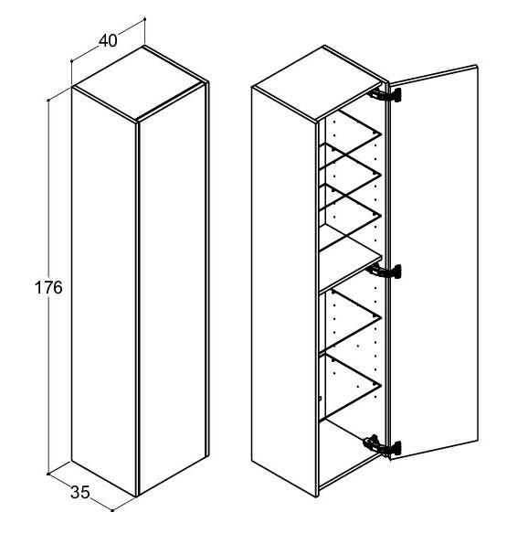 Dansani Luna Classic 40 h&oslash;jskab A m/l&aring;ge - H&oslash;jreh&aelig;ngslet - Valgfri farve