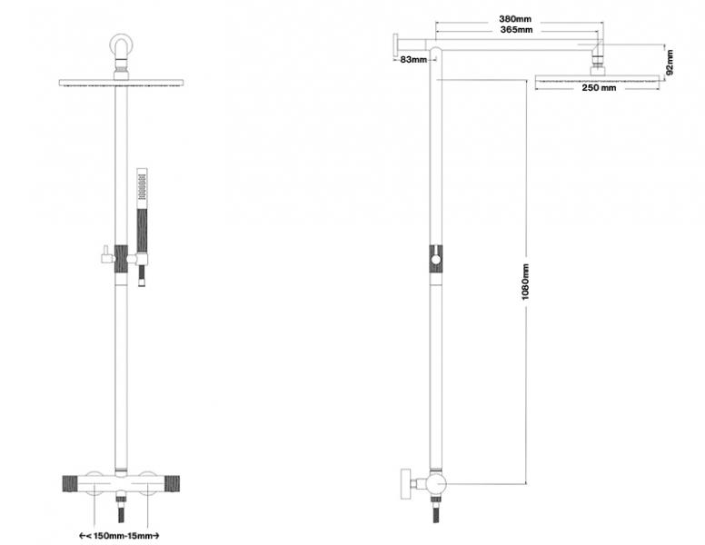 Cassøe Crystal Cut komplet brusesystem - T8 - Mat bronze Cassøe Crystal Cut komplet brusesystem - T8 - Mat bronze
