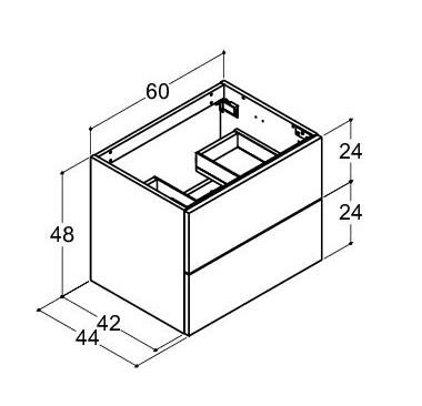 Dansani Luna vaskeskab 60x48 m/skuffer - Brun eg Dansani Luna vaskeskab 60x48 m/skuffer - Brun eg