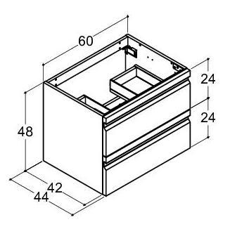 Dansani Luna vaskeskab 60*48 m/skuffer - Hvid mat lak Dansani Luna vaskeskab 60*48 m/skuffer - Hvid mat lak