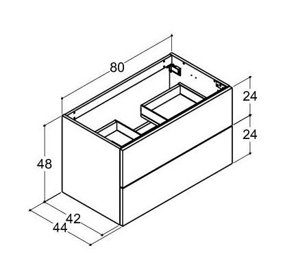 Dansani Luna vaskeskab 80x48 m/skuffer - Hvid mat
