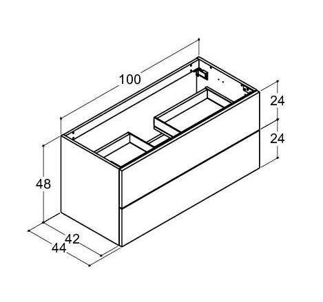 Dansani Luna vaskeskab 100x48 m/skuffer - Hvid mat