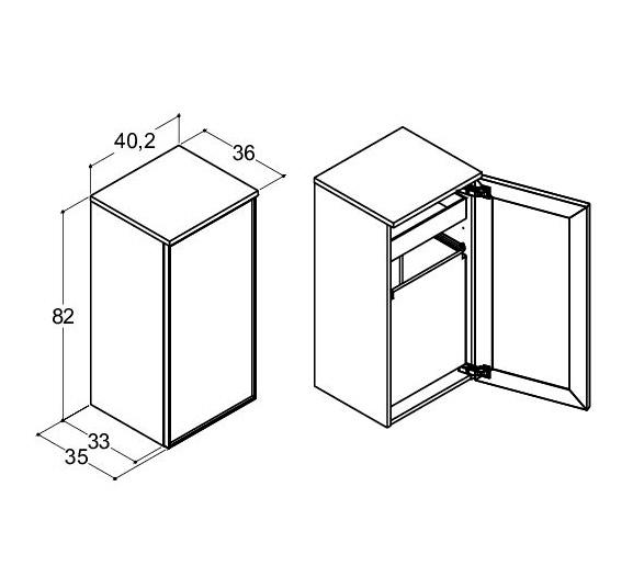 Dansani Luna Urban sideskab m/vasketøjspose - Venstrehængslet - Brun eg/sort ramme Dansani Luna Urban sideskab m/vasketøjspose - Venstrehængslet - Brun eg/sort ramme