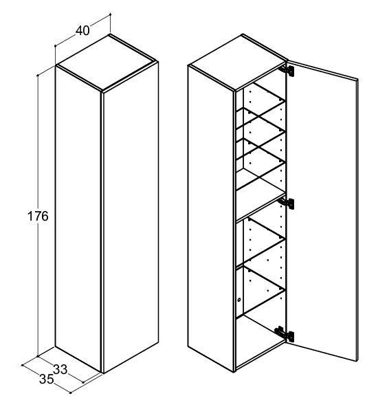Dansani Luna Urban h&oslash;jskab 40 - H&oslash;jreh&aelig;ngslet - Hvid mat