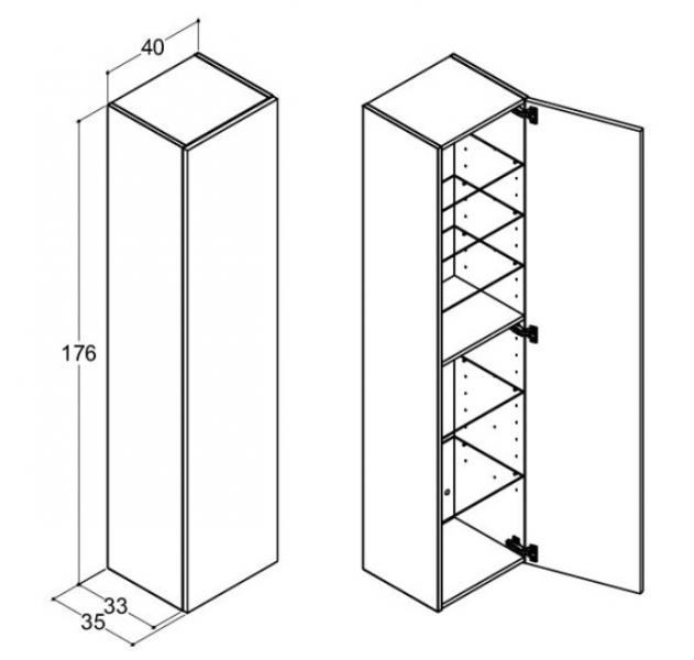 Dansani Luna Urban h&oslash;jskab 40 - H&oslash;jreh&aelig;ngslet - Sort eg