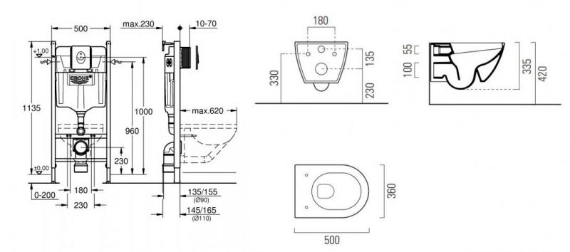 GSI Pura Creta 50 toiletpakke inkl. s&aelig;de m. softclose, cisterne og hvid betjening