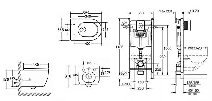 Cass&oslash;e Silent rimless toiletpakke inkl. s&aelig;de m/SoftClose, cisterne og betjening i hvid