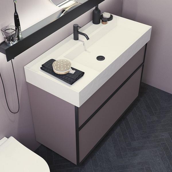 Dansani Luna Azym 101 asymmetrisk h&aring;ndvask t/m&oslash;bel - H&oslash;jre - 1 hanehul