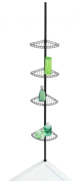 Wenko Prea teleskopisk hj&oslash;rnehylde til bad - Mat sort - Skruefri