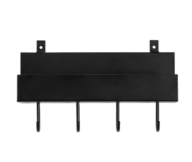 Sort hylde til akustikpanel m/4 kroge - Vandret/lodret Sort hylde til akustikpanel m/4 kroge - Vandret/lodret