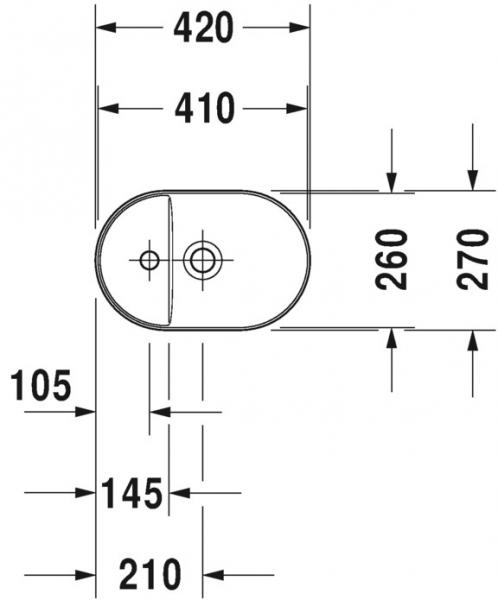 Duravit Luv 42 fritst&aring;ende bowlevask - 1 hanehul - Uden overl&oslash;b