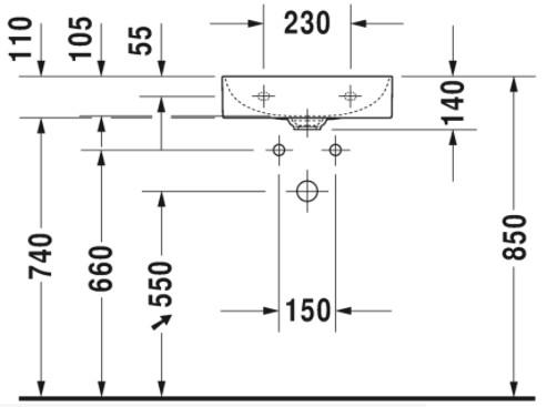 Duravit DuraSquare 45 håndvask t/væg eller møbel - Uden hanehul - Uden overløb Duravit DuraSquare 45 håndvask t/væg eller møbel - Uden hanehul - Uden overløb