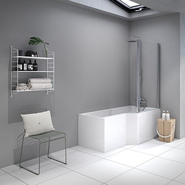 Str&oslash;mberg Urban Edge badekar t/brus - 157,5 x 70/84,5 - H&oslash;jre - 1 rygl&aelig;n