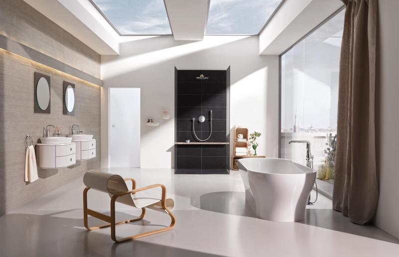 Grohe Essence New L h&aring;ndvaskarmatur m/bundventil og svingtud - B&oslash;rstet hard graphite