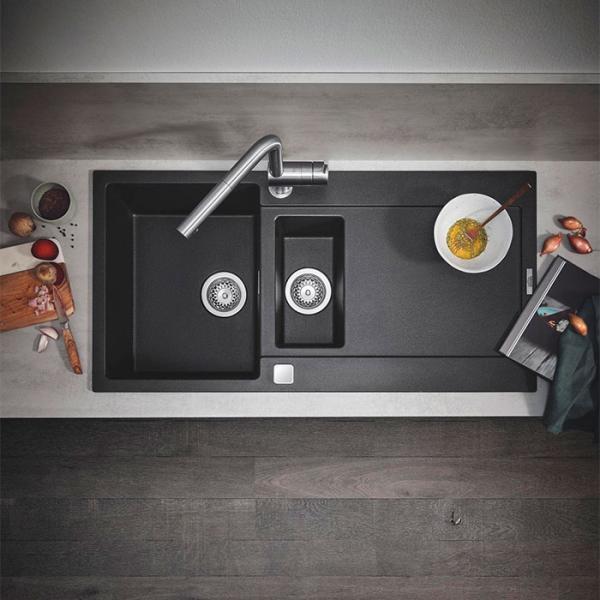 Grohe Minta k&oslash;kkenarmatur m/udtr&aelig;k og L-tud - Supersteel