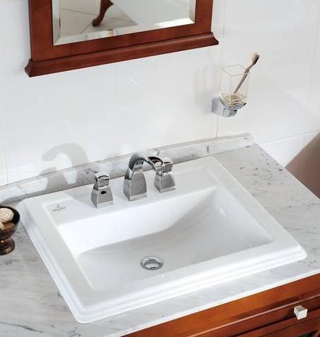 V&B Hommage 63 håndvask t/nedfældning - 3 hanehuller - Ceramic+ V&B Hommage 63 håndvask t/nedfældning - 3 hanehuller - Ceramic+