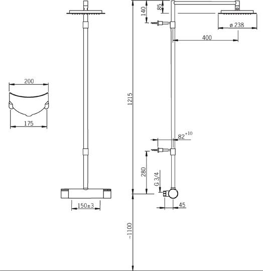 Oras Cubista komplet brusers&aelig;t med hovedbruser - Krom