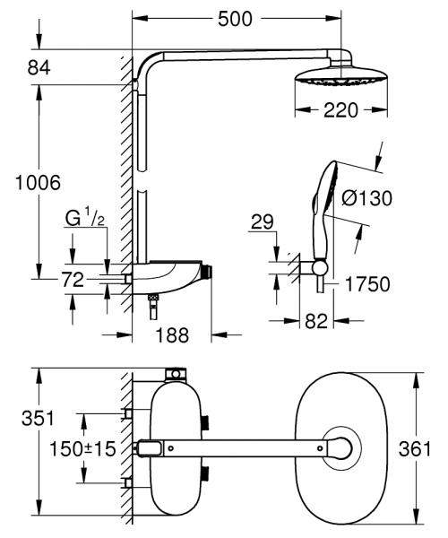 Grohe Rainshower SmartControl 360 MONO brusesystem m/ termostat - Krom Grohe Rainshower SmartControl 360 MONO brusesystem m/ termostat - Krom
