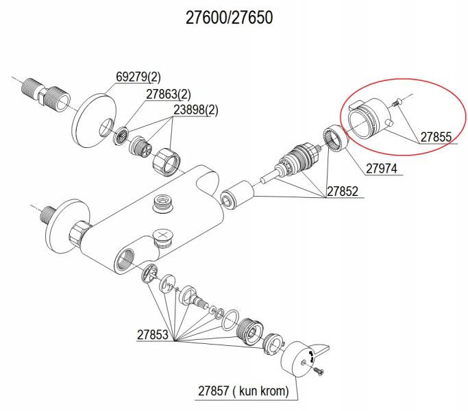 Damixa Temperaturreguleringsgreb - Krom
