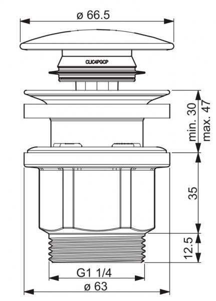 Oras push open bundventil - Mulighed for l&aring;sning - Krom