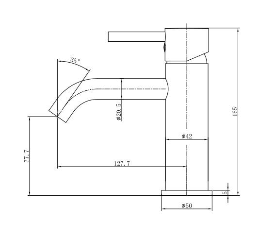 Nortiq Fordham h&aring;ndvaskarmatur m/bundventil - B&oslash;rstet messing