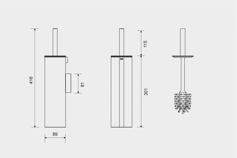 Unidrain ReFrame toiletb&oslash;rste til v&aelig;g - Messing