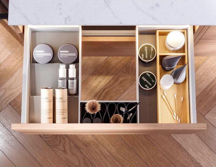 Dansani Luna 121 m&oslash;bels&aelig;t m/dobbelt Kantate vask, h&oslash;j skuffe og indretning - Gr&aring; mat