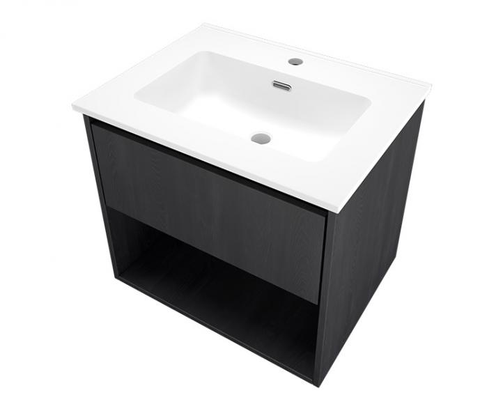 Sanibell Proline 60 m&oslash;bels&aelig;t m/1 skuffe og hylde - Sort eg