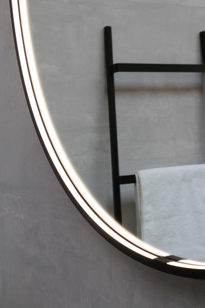 Sanibell Ink SP24 rundt spejl m/lys, varme og sensor &Oslash;80 - Mat sort