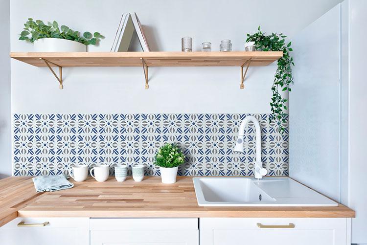 D-C-fix selvkl&aelig;bende fliser til v&aelig;g - Cubia blue