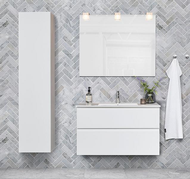 Cass&oslash;e Front h&oslash;jskab m/1 l&aring;ge og 4 hylder - Venstreh&aelig;ngslet - Mat hvid