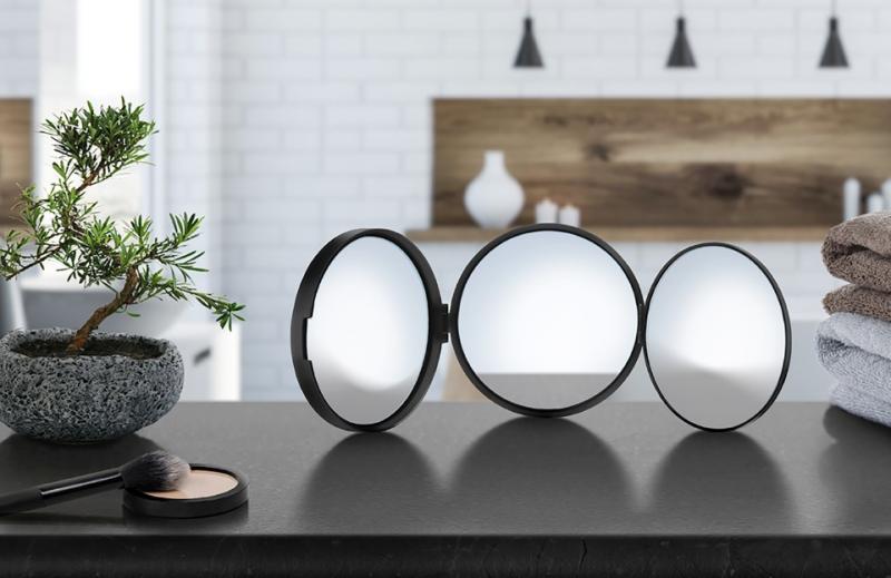 Smedbo Outline Lite rejsespejl m/0x, 5x og 12x forst&oslash;rrelse - Mat sort