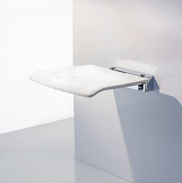 Smedbo Living væghængt klapsæde - Krom/hvid Smedbo Living væghængt klapsæde - Krom/hvid