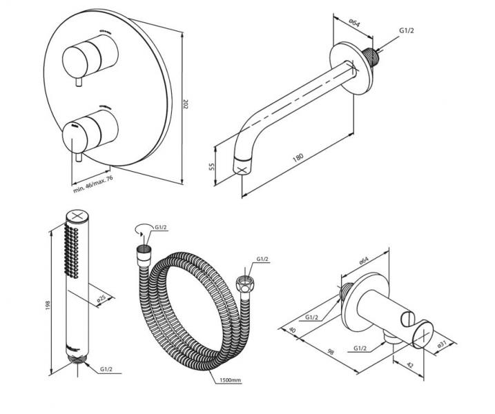 Damixa Silhouet komplet indbygningspakke til badekar – Krom Damixa Silhouet komplet indbygningspakke til badekar – Krom