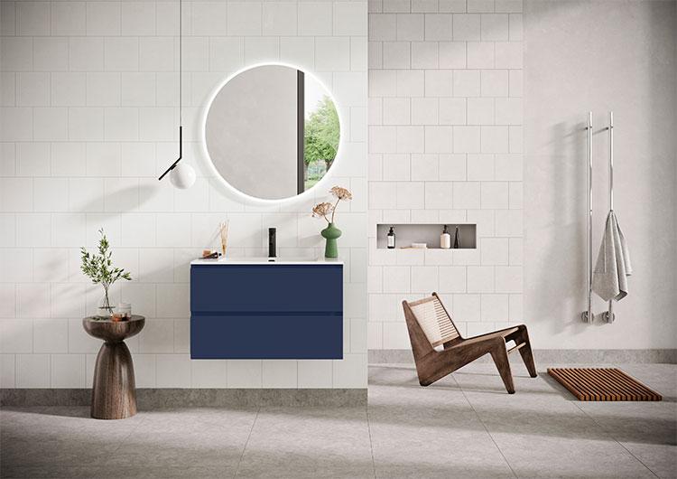 Str&oslash;mberg Lux 80 vaskeskab m/2 skuffer - Dyb bl&aring;