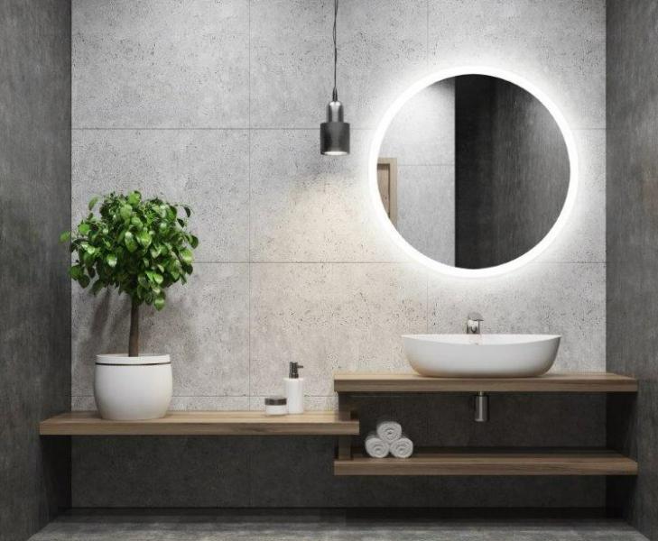 Sandra rundt spejl m/integreret LED lys og backlight - Ø90 cm Sandra rundt spejl m/integreret LED lys og backlight - Ø90 cm