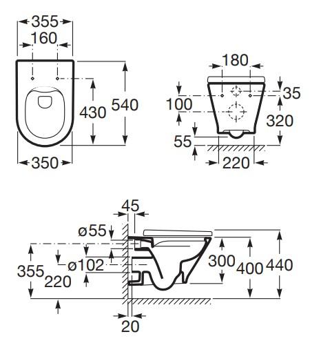 Laufen Roca Gap round RIMless toiletpakke inkl. s&aelig;de m/softclose, cisterne og mat sort betjening