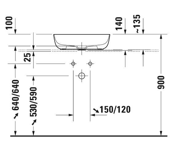 Duravit Luv 50 fritst&aring;ende bowlevask - Uden hanehul - Wondergliss