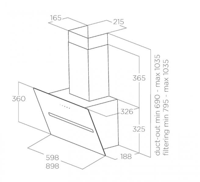 Eico Shy-S BL/A/60 emh&aelig;tte til v&aelig;gmontering - Sort