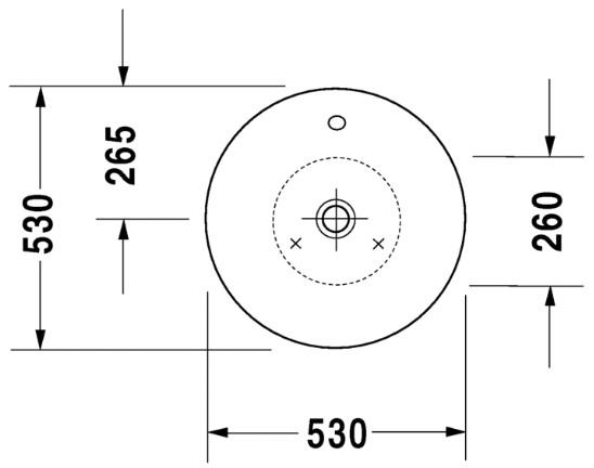 Duravit Starck 1 &Oslash;53 fritst&aring;ende bowlevask - Uden hanehul - Med overl&oslash;b