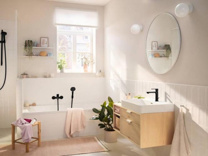 Hansgrohe Rebris S 110 h&aring;ndvaskarmatur m/CoolStart og bundventil - Mat sort