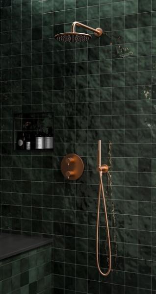 Damixa Silhouet komplet brusesystem til indbygning - B&oslash;rstet kobber